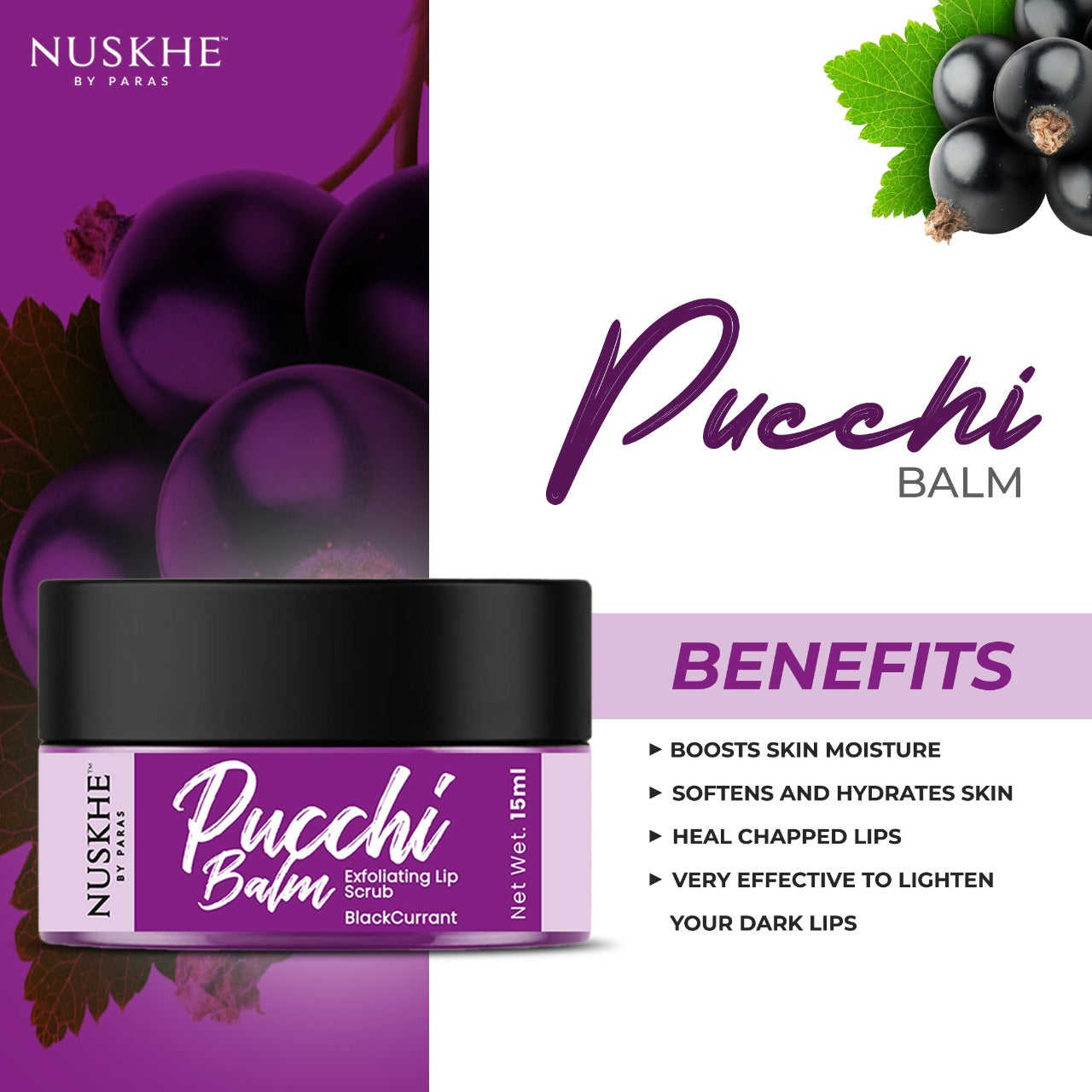 Nuskhe by Paras Pucchi Blackcurrant Lip Scrub For Lip Lightening