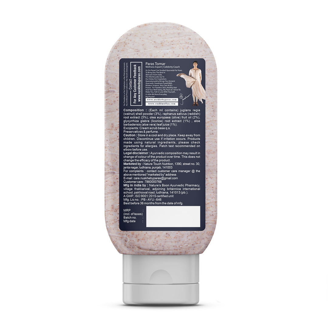 Nuskhe by Paras Neck Bright Body Scrub Dead Skin Remover With Vitamin C & Radish -100 gm