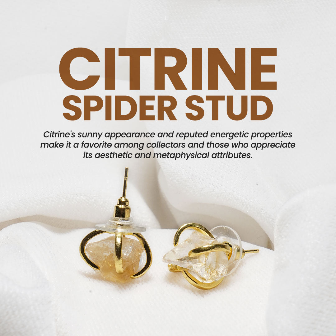 Citrine Spider Studs