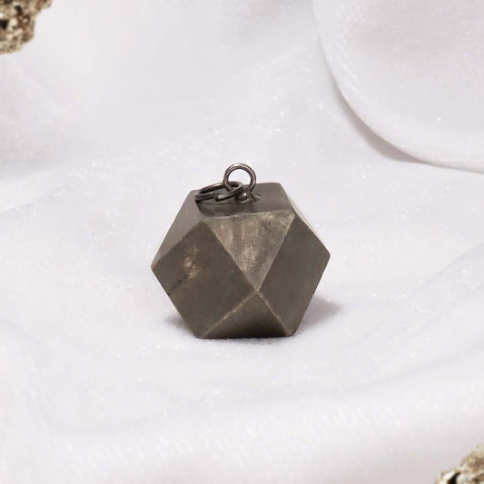 Pyrite 3d hexagonal Pendant  (Without Chain)