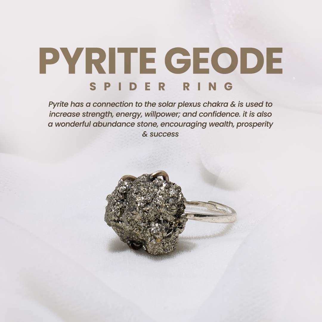 Pyrite Geode Spider Ring