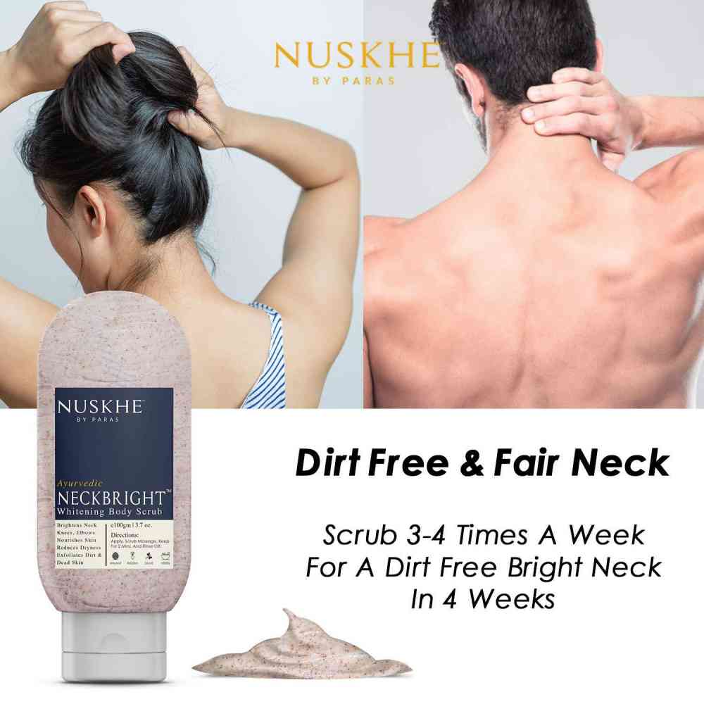 Nuskhe by Paras Neck Bright Body Scrub Dead Skin Remover With Vitamin C & Radish -100 gm