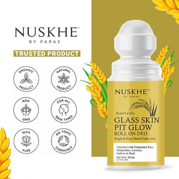 Nuskhe by Paras Glass Skin Pit Glow Roll On Deo for Men and Women- 50 ml