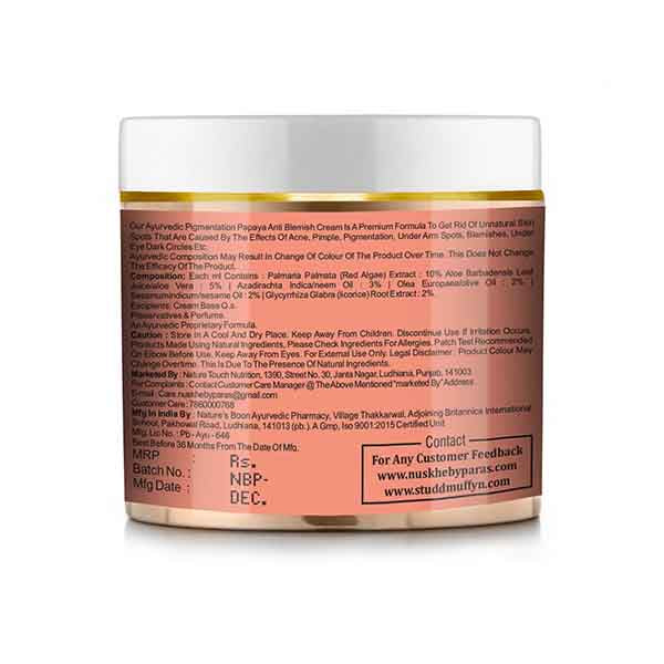 Nuskhe by Paras Ayurvedic Pigmentation Papaya Anti Blemish Cream for Pigmentation and Blemishes removal- 100 Gram