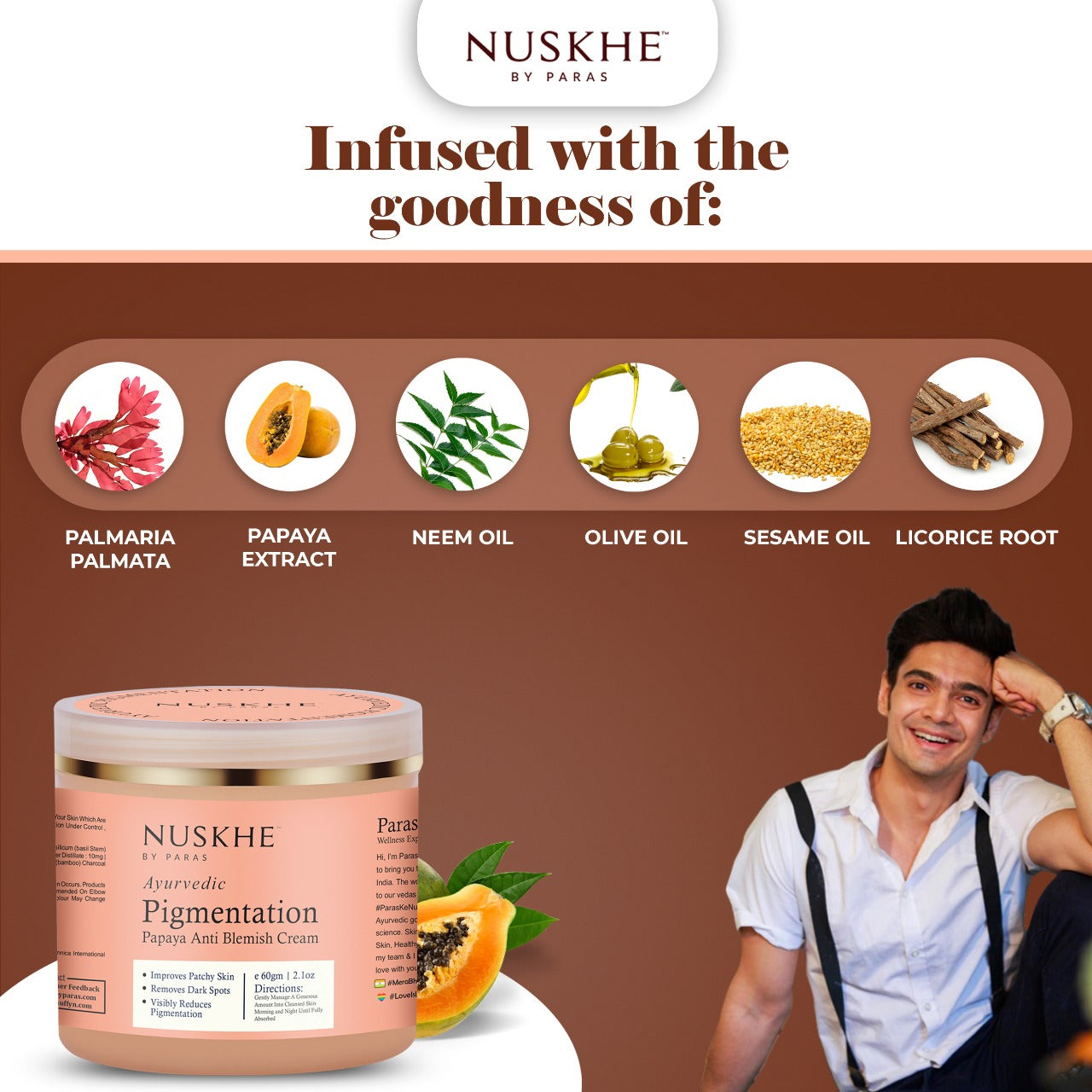 Nuskhe by Paras Blemish Free Combo for Men and Women - Anti Blemish Mask (50 Gram) and Pigmentation Papaya Anti Blemish Cream (100 Gram)