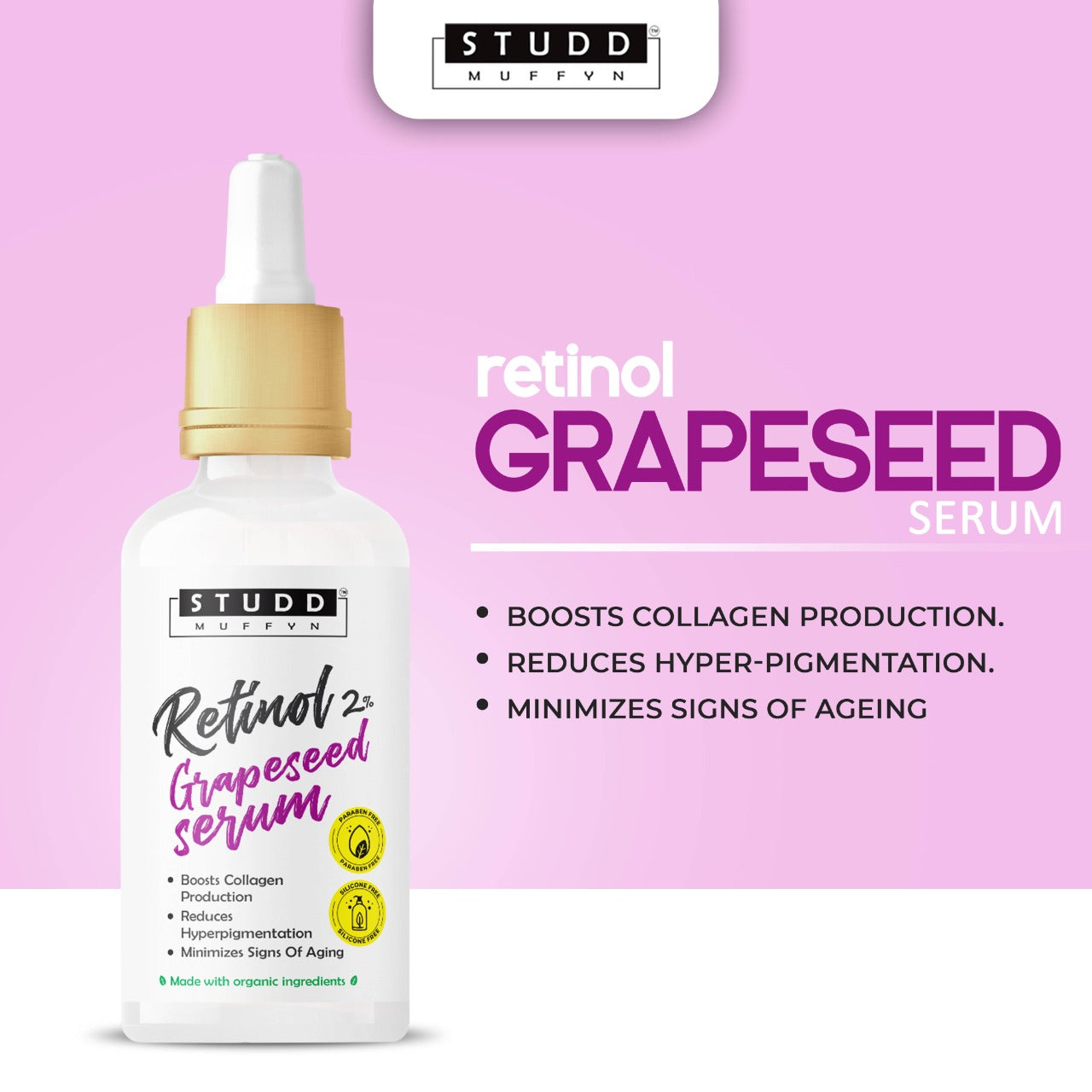 Studd Muffyn Retinol Grapeseed Serum for Men and Women- 30 ml