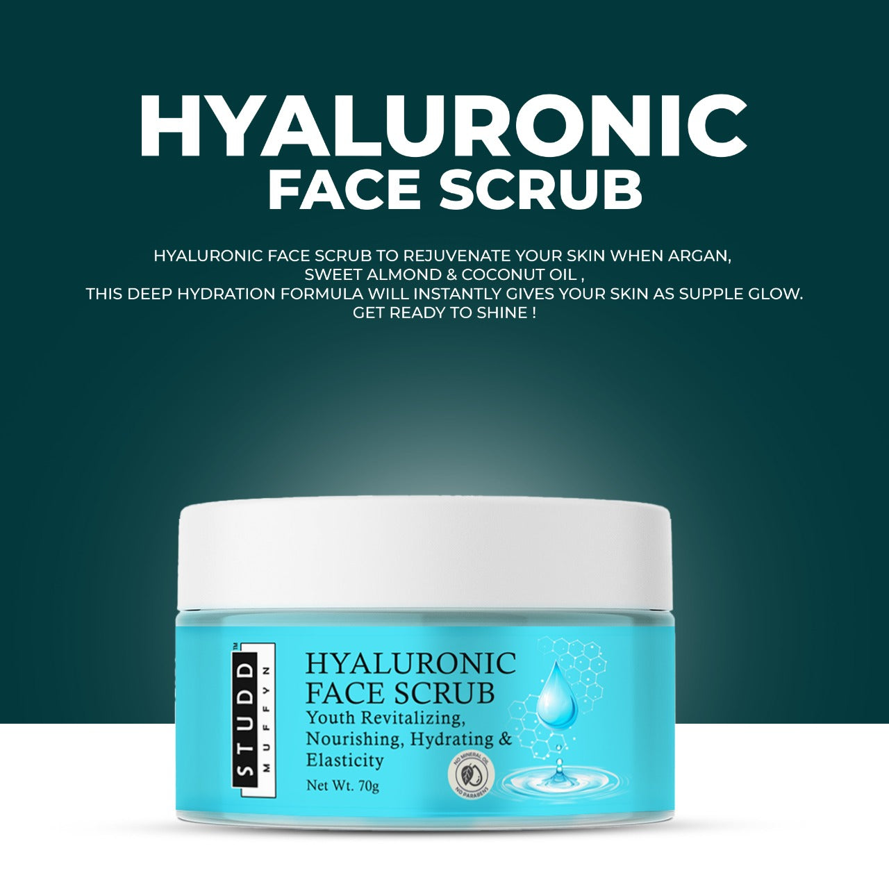 Studd Muffyn Hyaluronic Face Scrub for Men and Women - 70 Gram