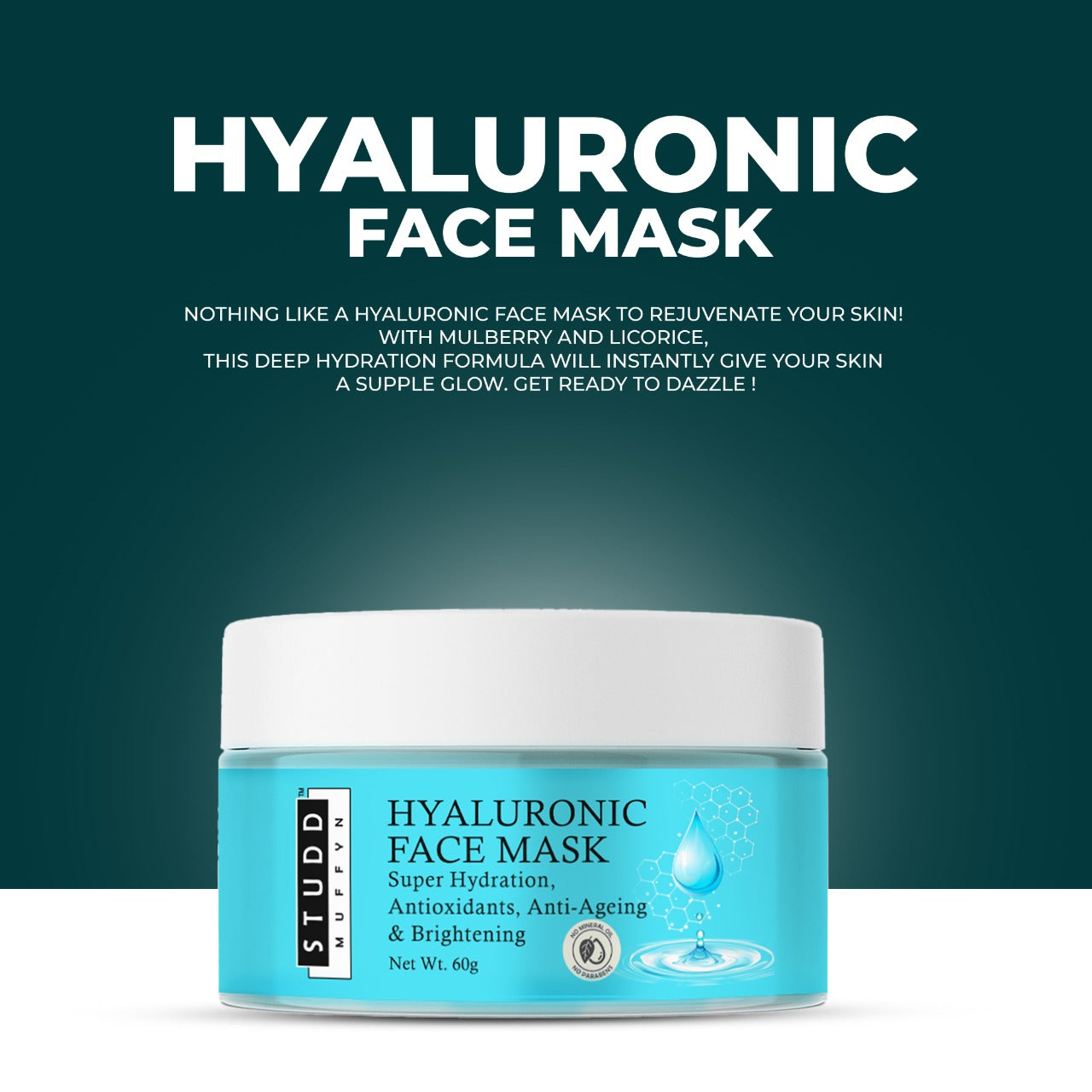 Studd Muffyn Hyaluronic Face Mask for Men and Women- 60 Gram