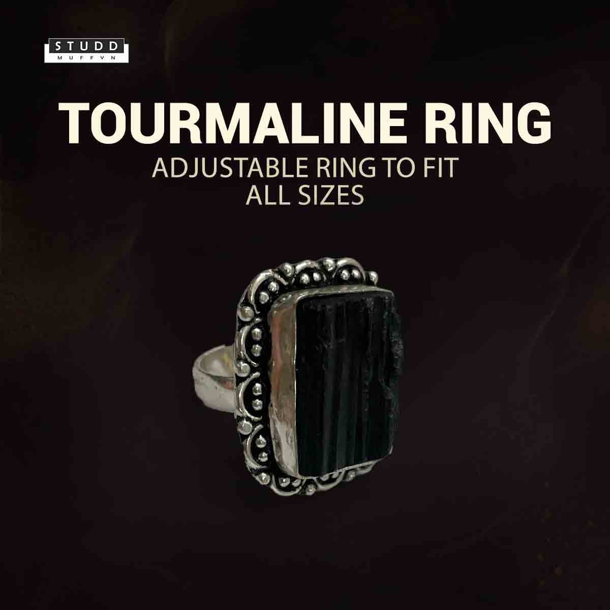 Black Tourmaline Adjustable Ring