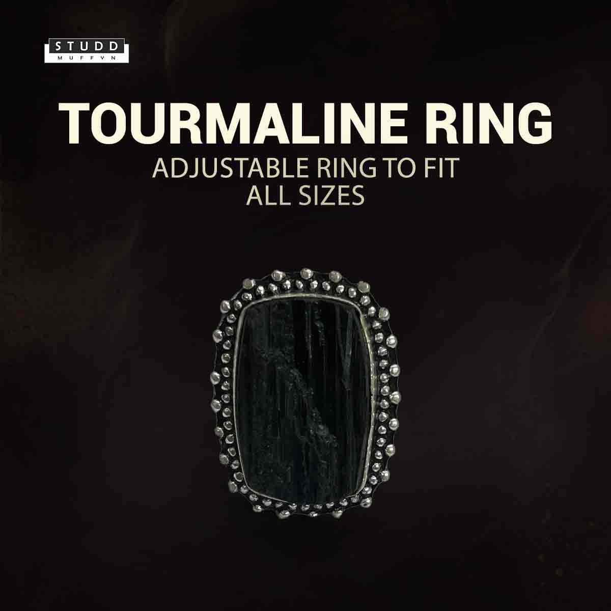 Black Tourmaline Adjustable Ring