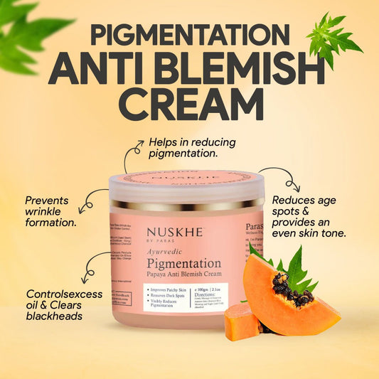 Nuskhe by Paras Ayurvedic Pigmentation Papaya Anti Blemish Cream for Pigmentation and Blemishes removal- 100 Gram