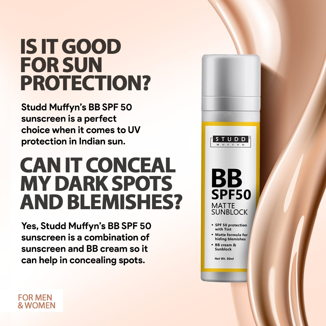 Studd Muffyn BB SPF 50 sunscreen that hides blemishes- For Men and Women