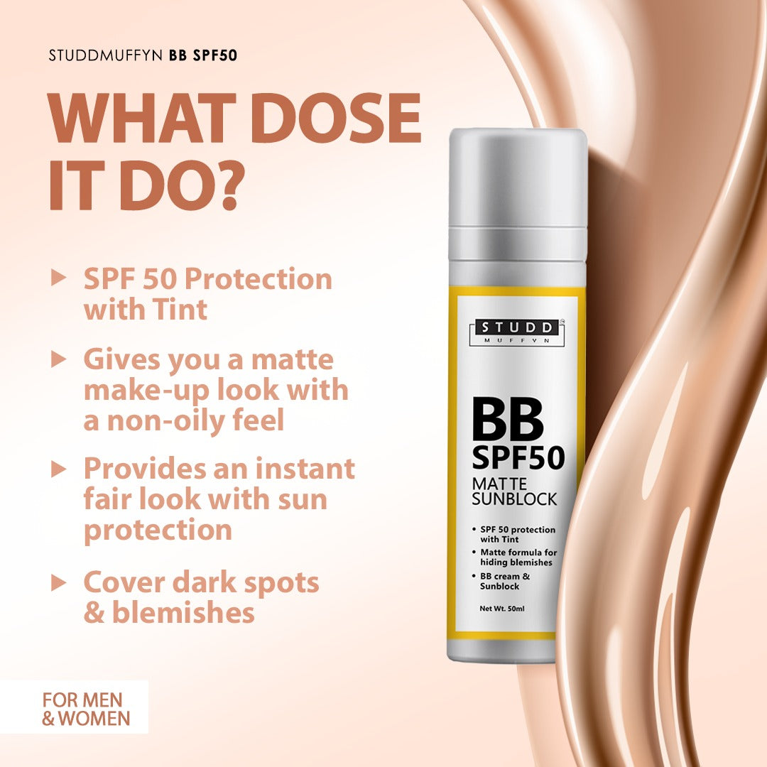 Studd Muffyn BB SPF 50 sunscreen that hides blemishes- For Men and Women