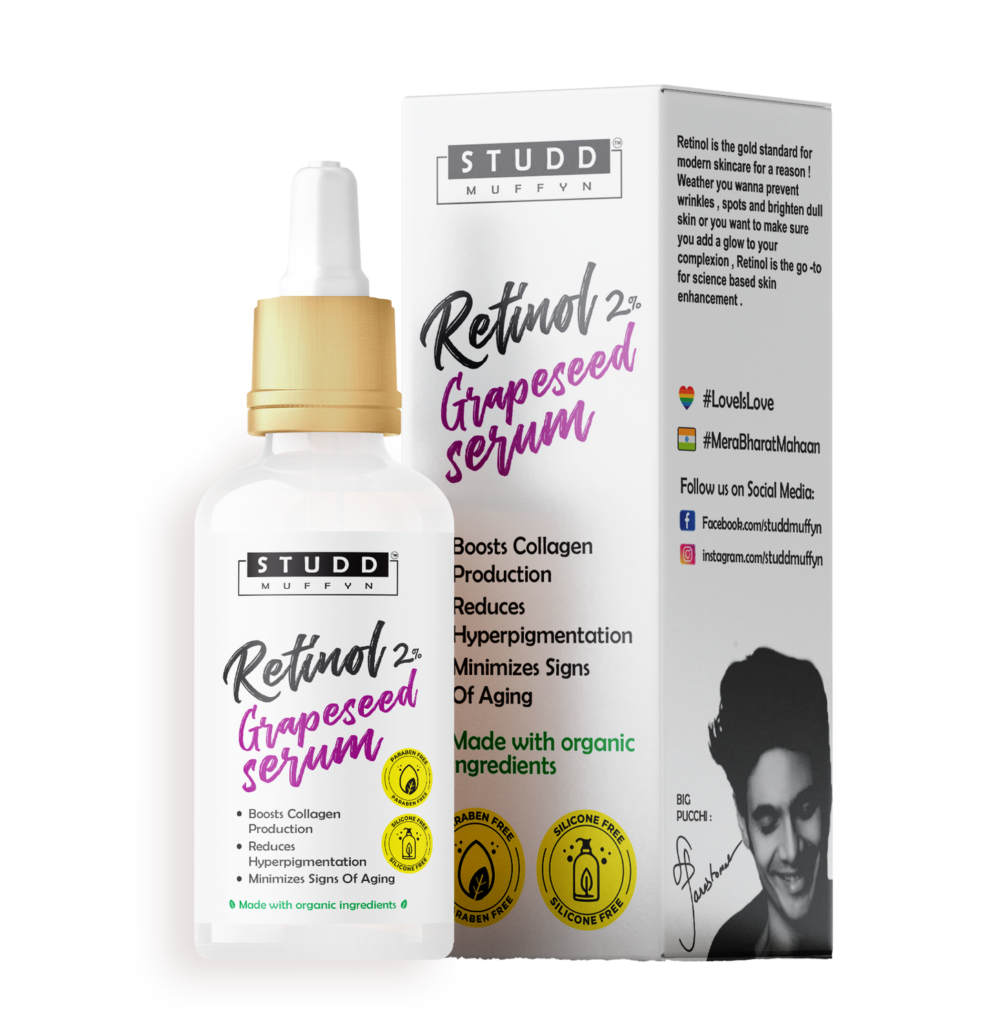 Studd Muffyn Retinol Grapeseed Serum for Men and Women- 30 ml